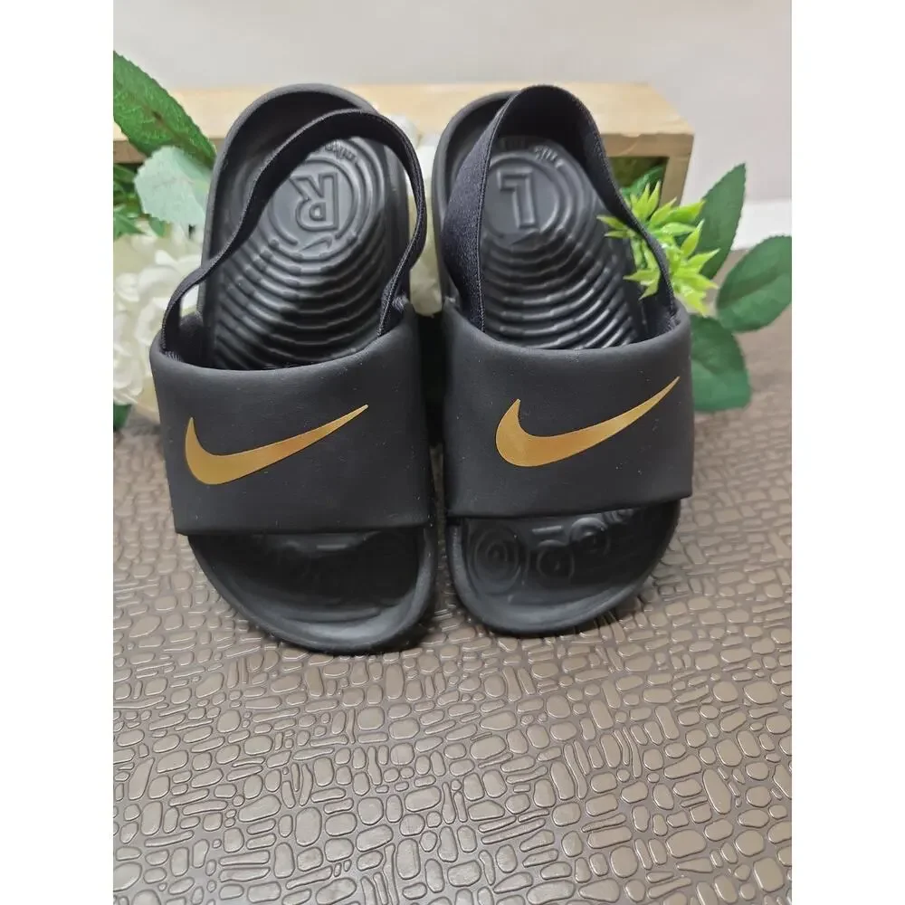 Nike Toddlers Boys Black/Metallic Gold 8c Kawa Slides